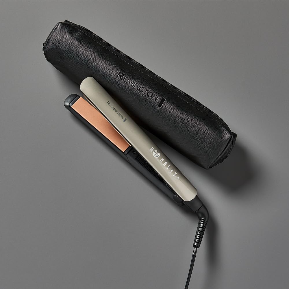 Remington Hair Straightener Keratin Therapy (With Heat Protecting Sensor, Protective Against Damage, Ceramic Coating, 5 Temperature Settings) S8593