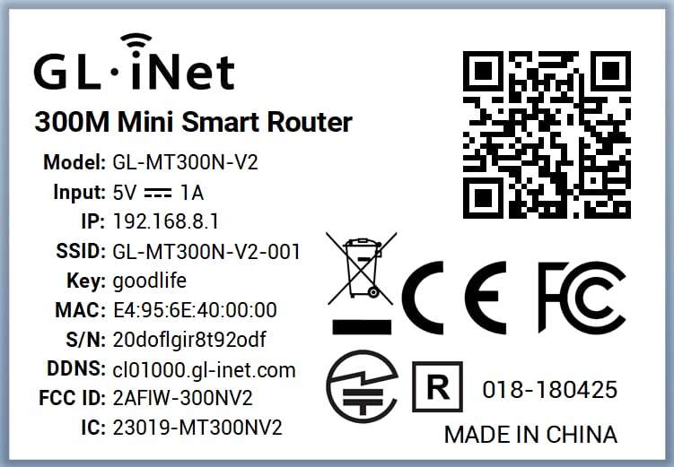 GL.iNET GL-MT300N-V2 (Mango) Wireless Mini Portable VPN Travel Router, Mobile Hotspot in Pocket, WiFi Repeater Bridge, Range Extender, OpenVPN Client, 300Mbps High Performance, 128MB RAM