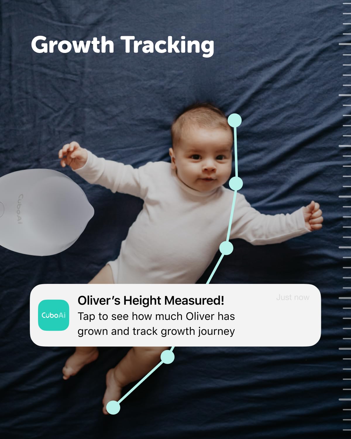 CuboAi Smart Baby Monitor 3 with Floor Stand, 2.5K QHD Night Vision WiFi Camera, 2-Way Audio, Temperature & Humidity Sensor, Lullabies, Sleep Safety Alerts for Covered Face, App Control