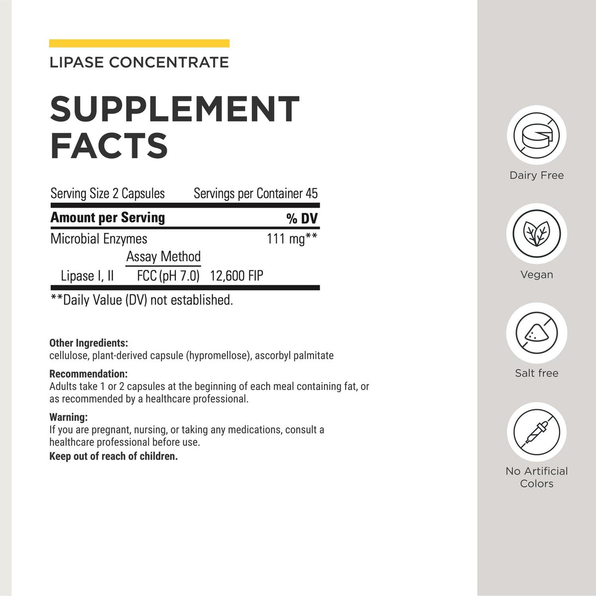 Integrative Therapeutics Lipase Concentrate-HP - Enzyme Supplement for Men and Women That Aids in The Digestion of Fats* - Keto and Paleo Friendly* - 90 Vegan Capsules
