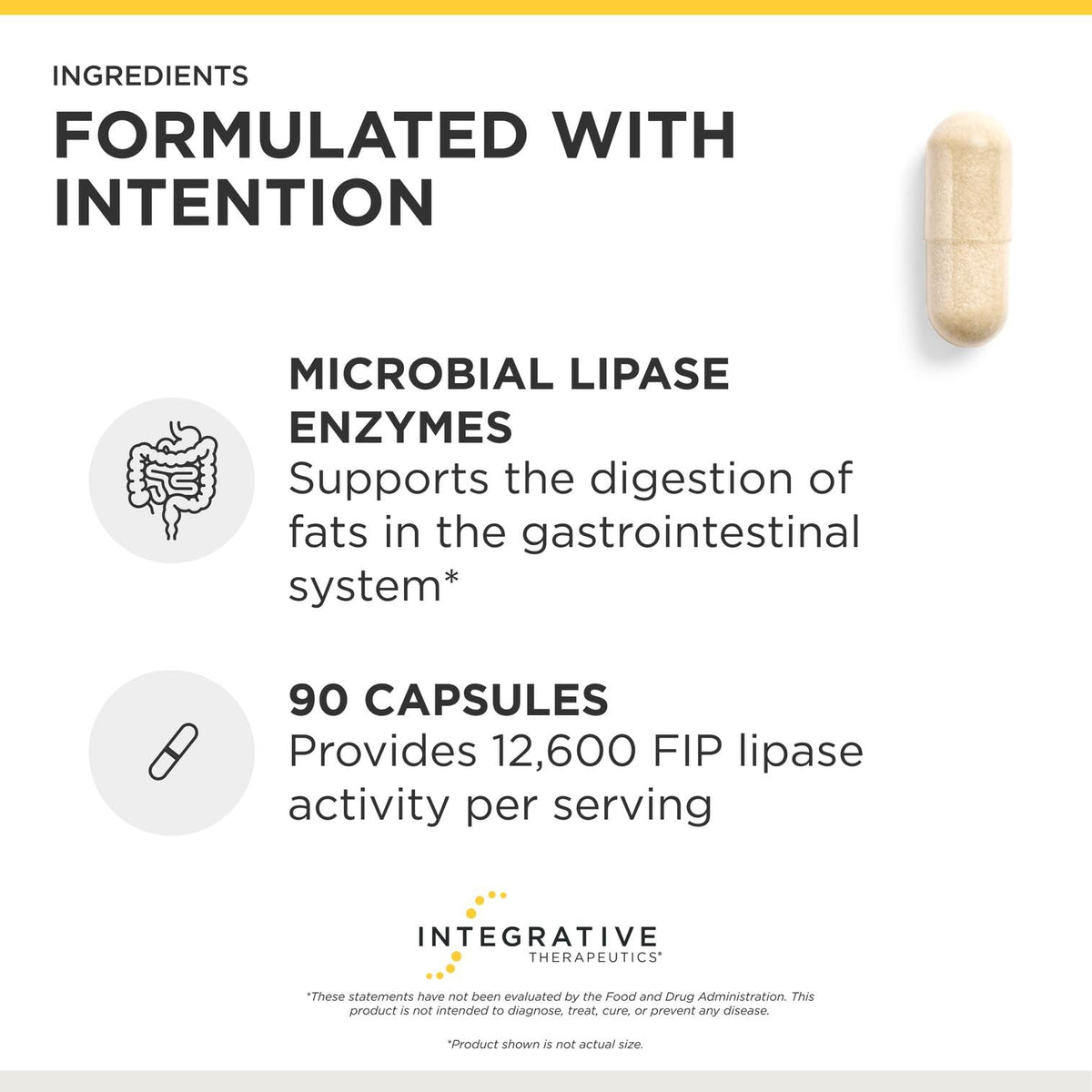 Integrative Therapeutics Lipase Concentrate-HP - Enzyme Supplement for Men and Women That Aids in The Digestion of Fats* - Keto and Paleo Friendly* - 90 Vegan Capsules