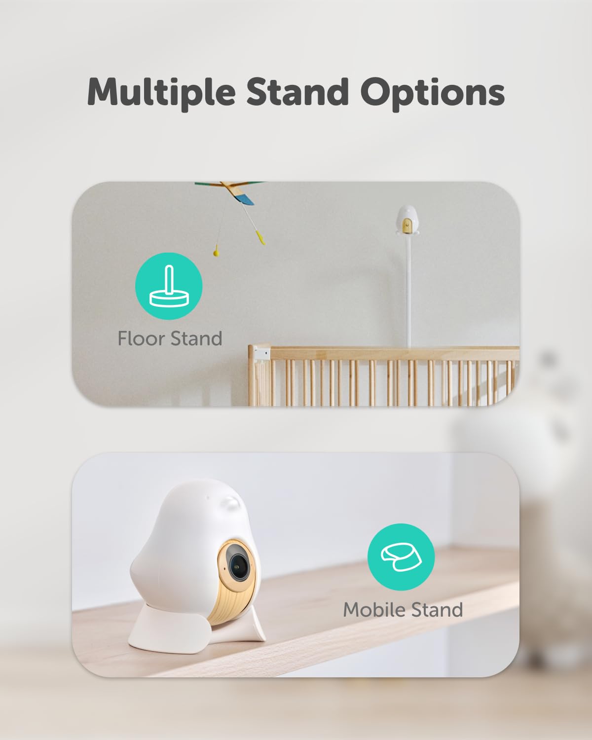 CuboAi Smart Baby Monitor 3 with Floor Stand, 2.5K QHD Night Vision WiFi Camera, 2-Way Audio, Temperature & Humidity Sensor, Lullabies, Sleep Safety Alerts for Covered Face, App Control
