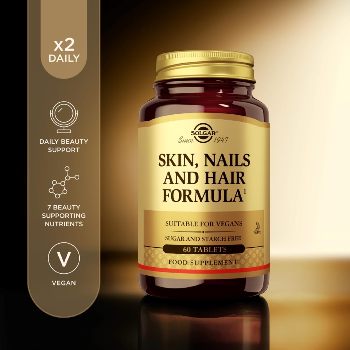 Solgar Skin, Nails & Hair, Advanced MSM Formula, 60 Tablets - Supports Collagen for Hair, Nail and Skin Health - Provides Zinc, Vitamin C & Copper - Non GMO, Vegan, Gluten & Dairy Free - 30 Servings