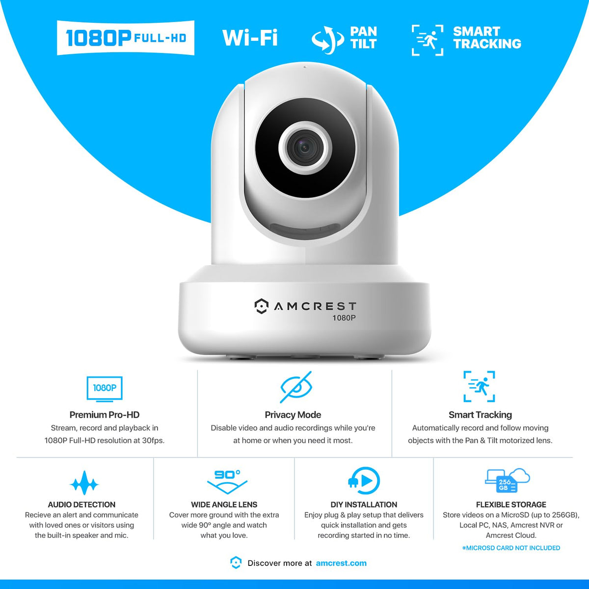 Amcrest ProHD 1080P WiFi Wireless IP Security Camera - 1080P (1920TVL), IP2M-841