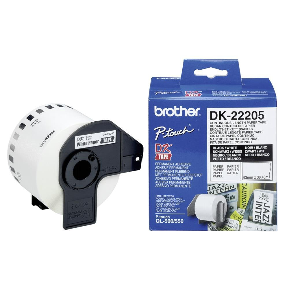 Brother DK-22205 Thermodirektdrucktechnologie Schwarz/Weiß, 30,48m/62mm