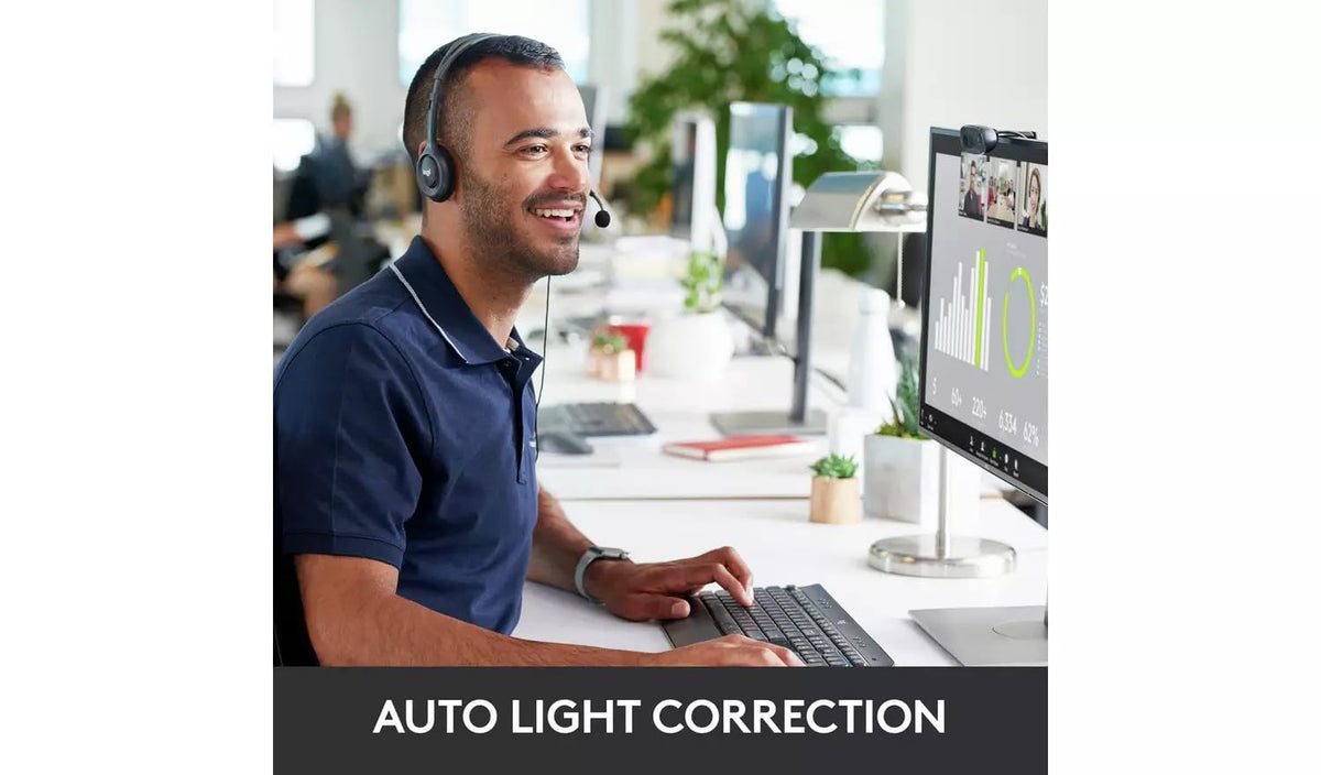 Logitech Brio 100 Full HD Webcam for Meetings and Streaming, Auto-Light Balance