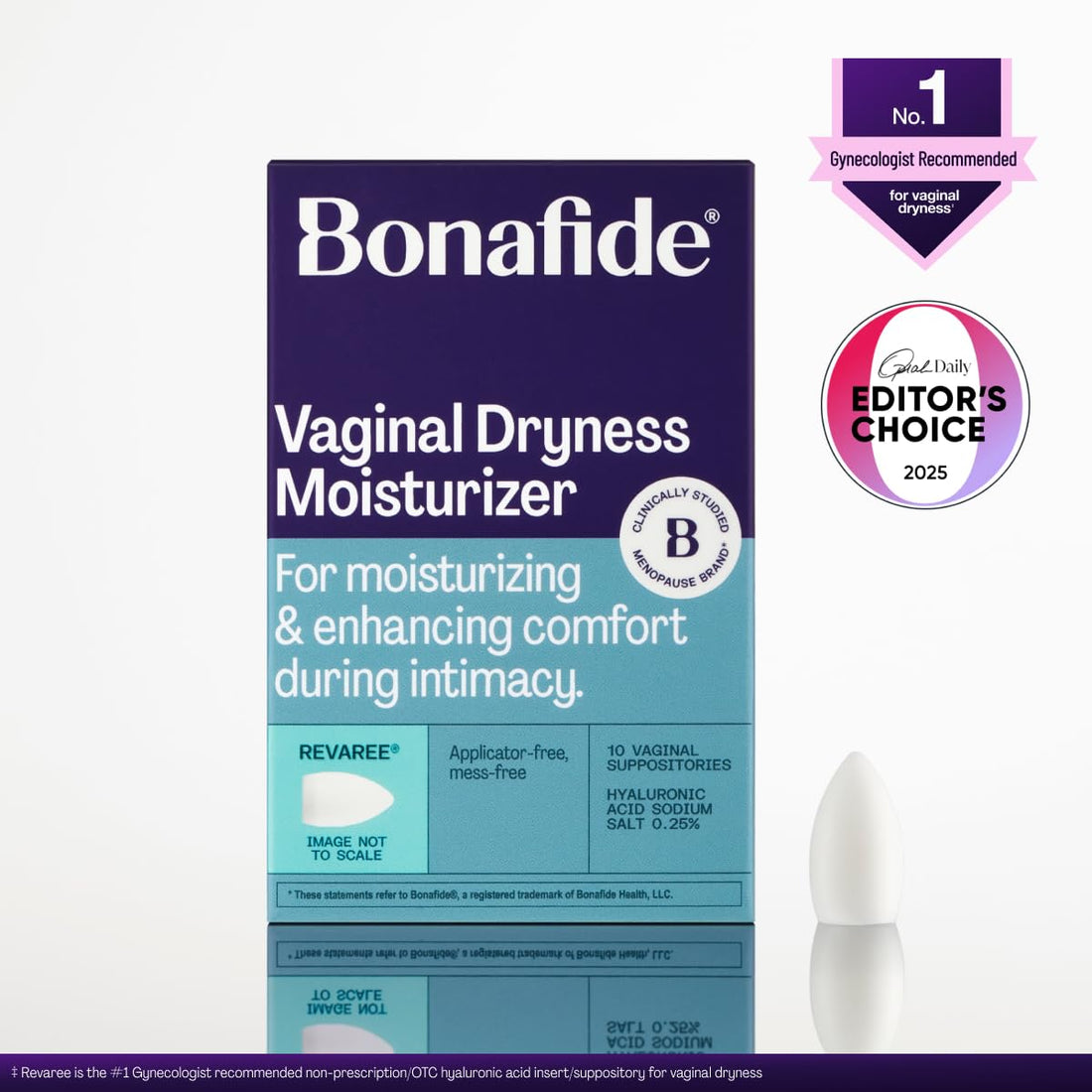 Bonafide Vaginal Moisturizer for Dryness Relief Revaree – 5 mg Hyaluronic Acid – Hormone-Free, Estrogen-Free – For Mild to Moderate Vaginal Dryness & Everyday Comfort — 2-Month Supply