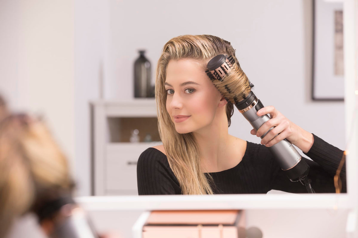 Remington Hair Dryer Brush Keratin Protect (Rotary, 1000 Watt, Enriched With Keratin And Almond Oil For Strong & Healthy Hair, Ceramic Coating, Coolshot) Hot Air Brush AS8811
