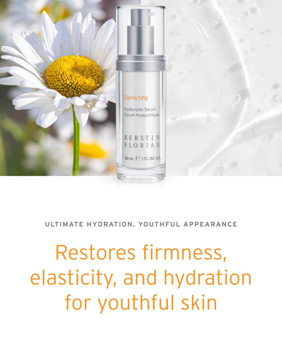 Kerstin Florian Correcting Hyaluronic Serum, Moisturizing Anti-Aging Serum for Hydration and Plumpness 30ml/1 fl oz