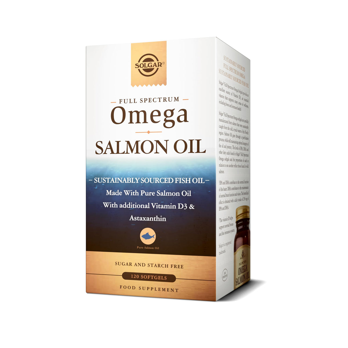 Solgar Wild Alaskan Full Spectrum Omega, 120 Softgels - Supports Heart, Brain, Bone and Skin Health - Provides Vitamin D3 - Rich Source of EPA & DHA - Non GMO, Gluten Free, Dairy Free - 60 Servings