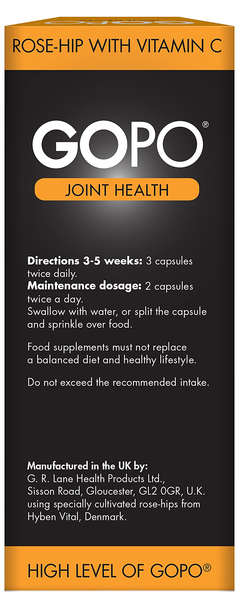Rosehip Joint Supplement by GOPO (200 Capsules): Rose Hips Joint Support - Patented Formula w/Vitamin C, Non-GMO, Vegan - Clinically Proven for Natural Joint Health & Joint Care