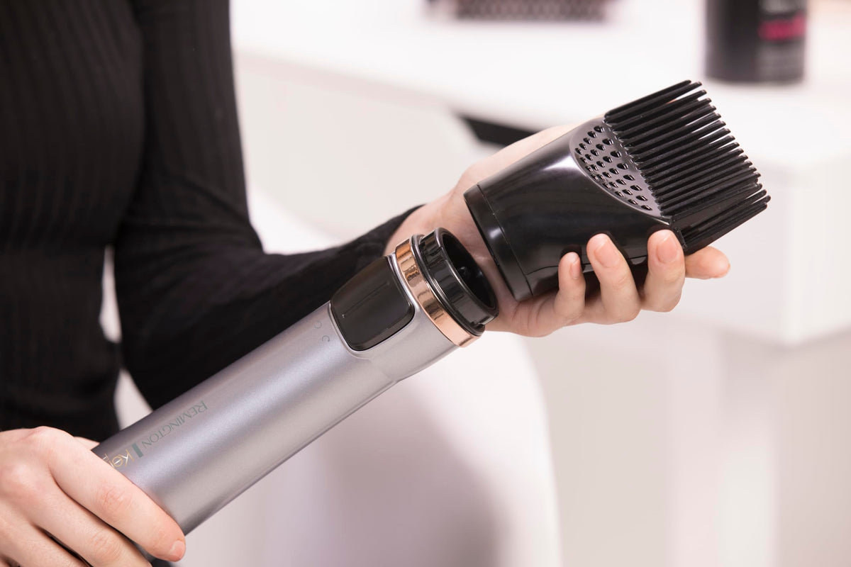 Remington Hair Dryer Brush Keratin Protect (Rotary, 1000 Watt, Enriched With Keratin And Almond Oil For Strong & Healthy Hair, Ceramic Coating, Coolshot) Hot Air Brush AS8811