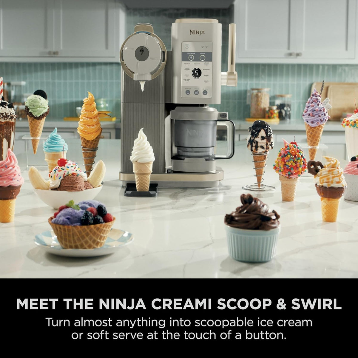 Ninja CREAMi Scoop and Swirl Ice Cream Machine with 2x Tubs, NC701UKSTGD