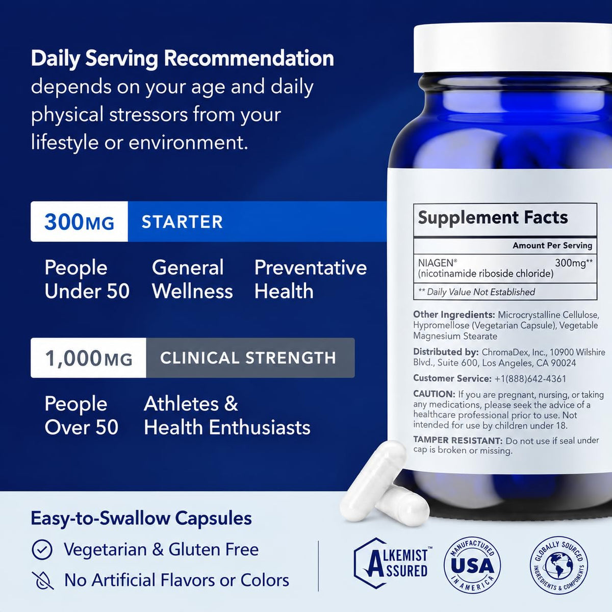 TRU NIAGEN NAD+ Booster Supplement Nicotinamide Riboside NR for Energy Metabolism, Cellular Repair & Healthy Aging (Patented Formula) More Efficient Than NMN - 90 Count - 300mg (6 Months / 2 Bottles)