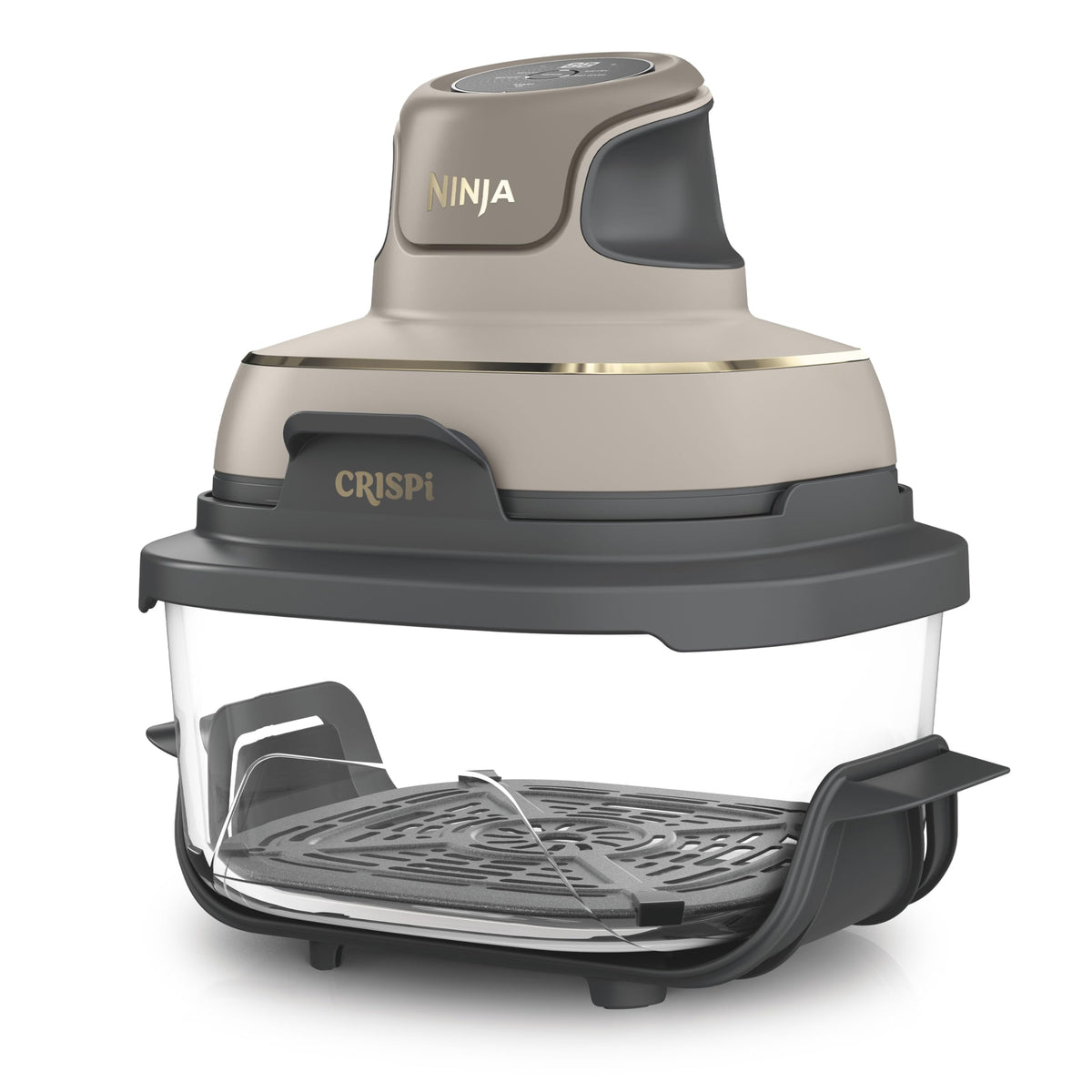 Ninja CRISPi Portable Air Fryer, 3.8L, 4-in-1: Air Fryer, Oven Roast, Keep Heat, Crisp, Compact for Convenient Storage, Two Removable Glass Containers and Lids, 1700 W, Stone Gold, FN101EUSTGD