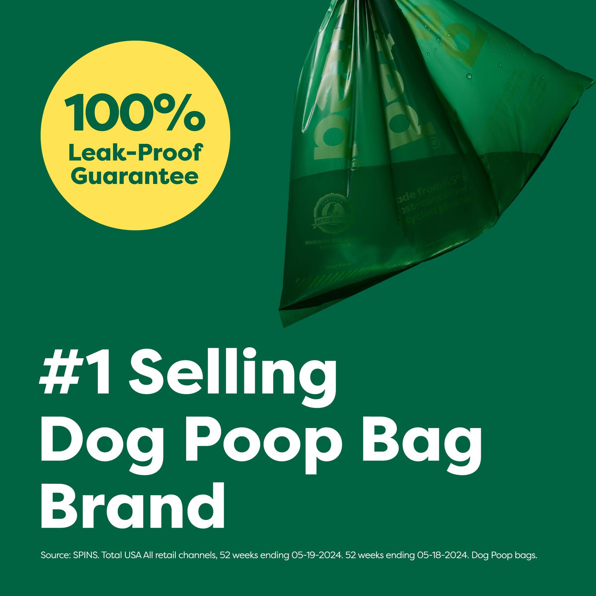 Earth Rated Dog Poop Bags Value Pack - Leak-Proof and Extra-Thick Pet Waste Bags for Big and Small Dogs - Refill Rolls - Unscented - 600 Count, Green