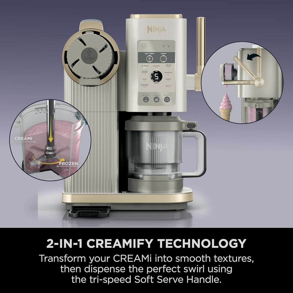 Ninja CREAMi Scoop and Swirl Ice Cream Machine with 2x Tubs, NC701UKSTGD