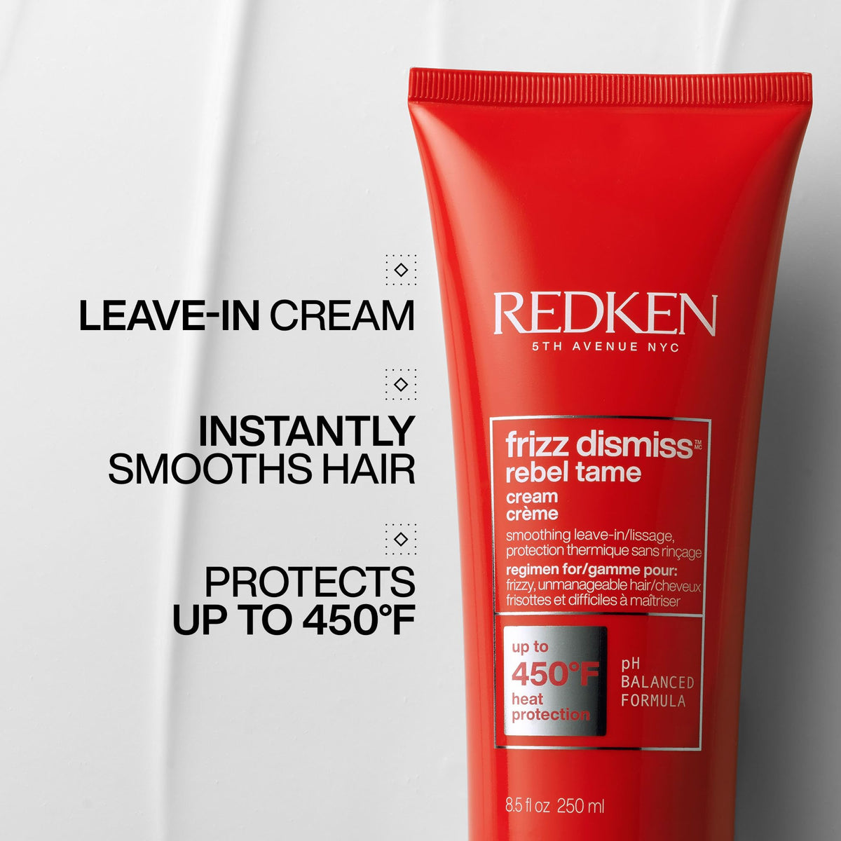 Redken Frizz Dismiss Rebel Tame Heat Protective Leave-In Cream For Frizzy Hair Protects Hair Against Frizz Sulfate Free 250 ml