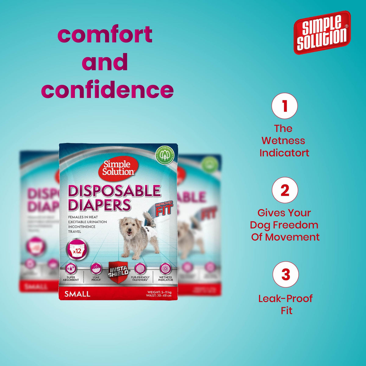 Simple Solution Disposable Dog Diapers for Female Dogs | Super Absorbent Leak-Proof Fit