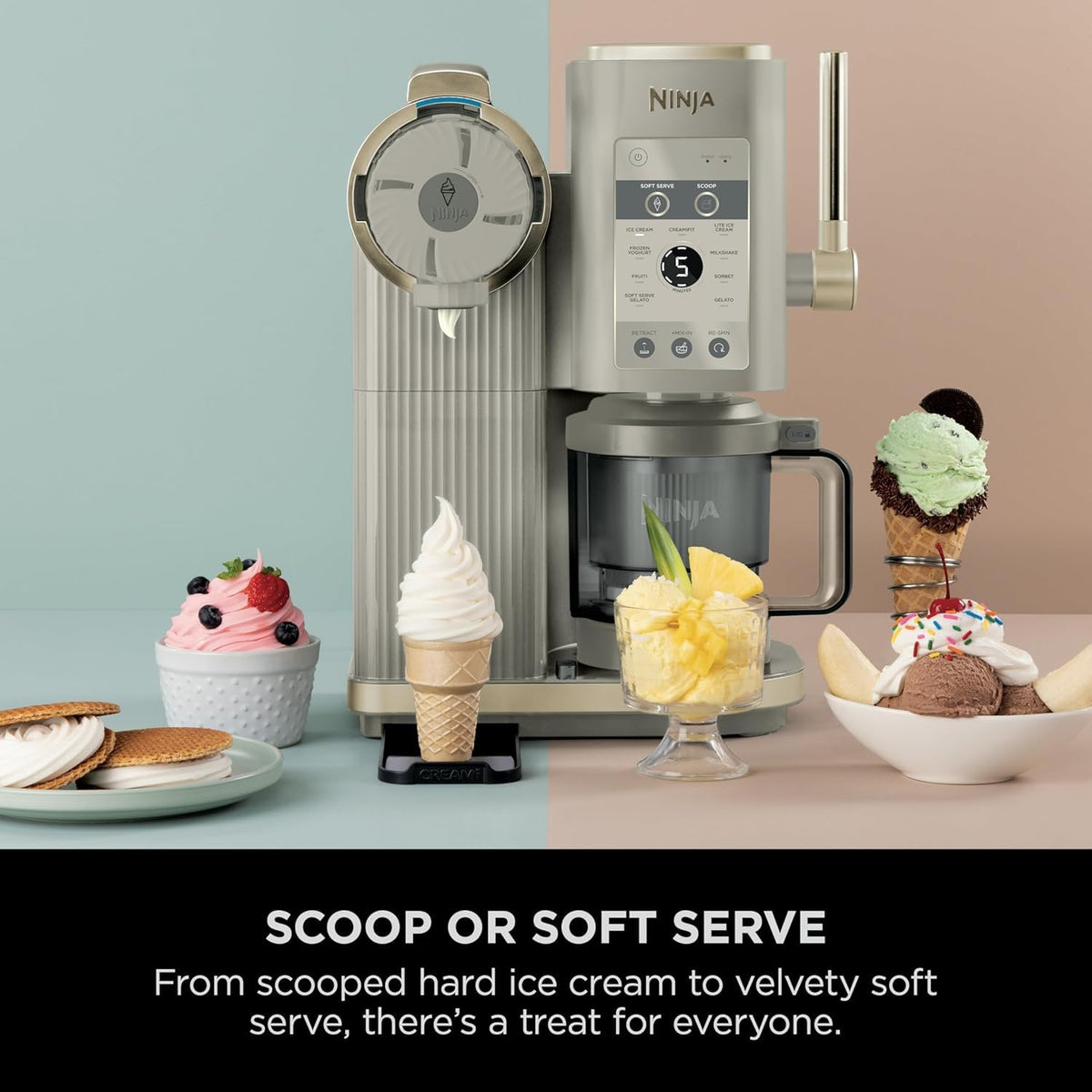 Ninja CREAMi Scoop and Swirl Ice Cream Machine with 2x Tubs, NC701UKSTGD
