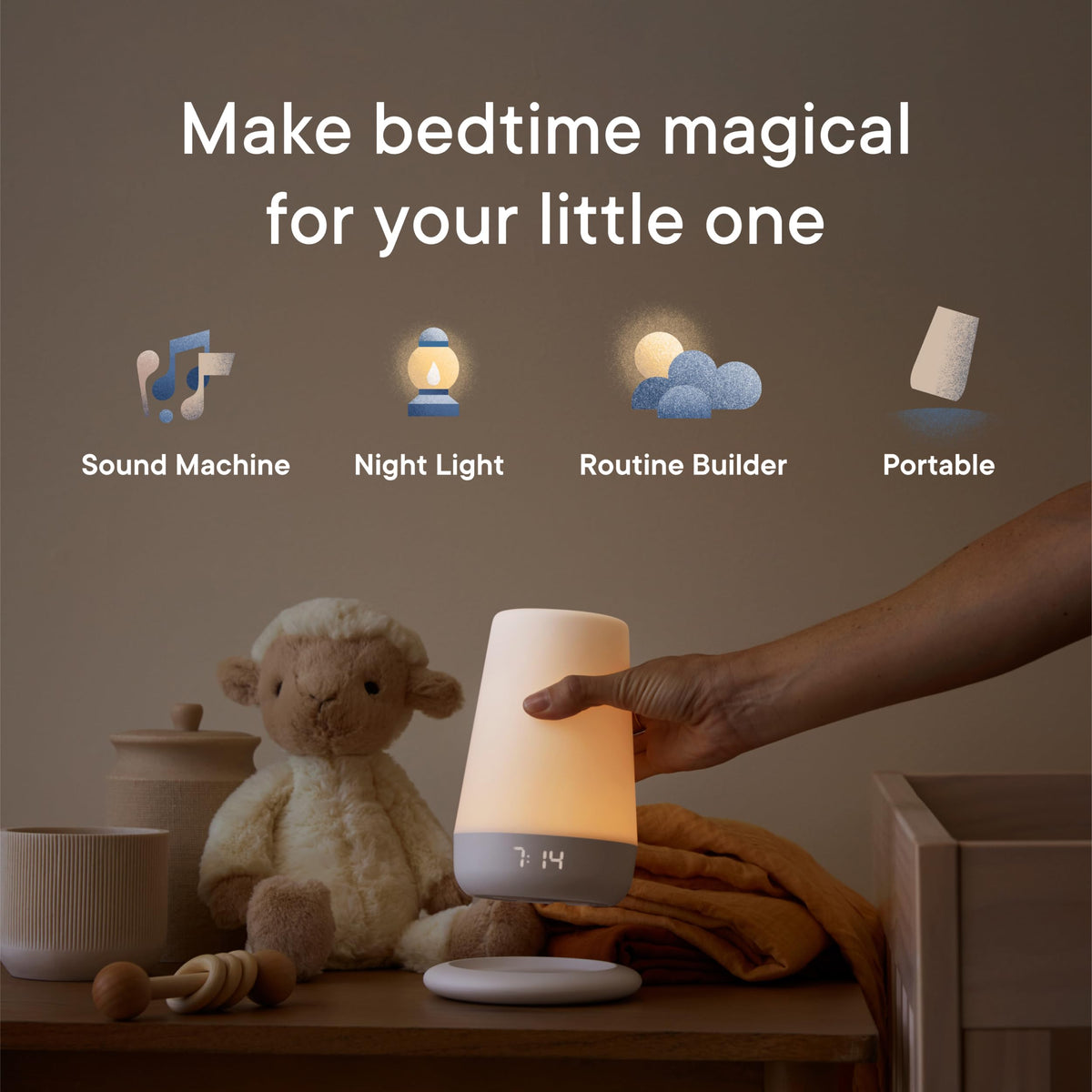 Hatch Rest+ Baby & Kids Sound Machine, 2nd Generation, Kids Night Light, Alarm Clock, Sleep Trainer for Kids, Time to Get Up, White Noise, Hour Stories