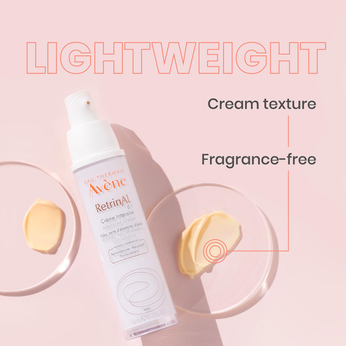 Avene RetrinAL 0.1 Intensive Cream, Retinaldehyde, Reduce Signs of Aging, Brighten & Rejuvenate Skin, 1.01 Oz