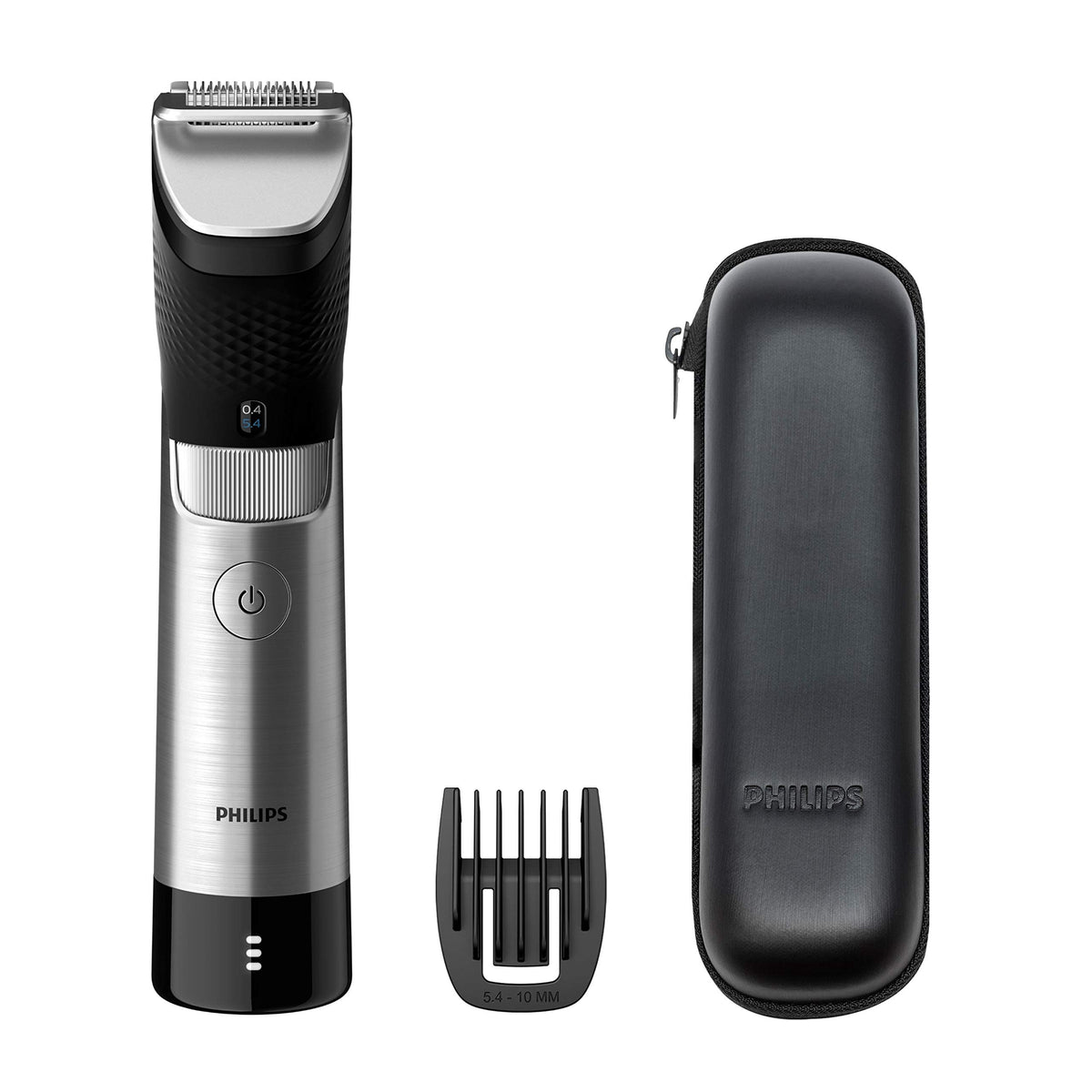 Philips Beard Trimmer Series 9000 Prestige with SteelPrecision Technology, 3-Stage Battery Display, Up to 120 Minutes Runtime / 1 Hour Charge, Model BT9810/15