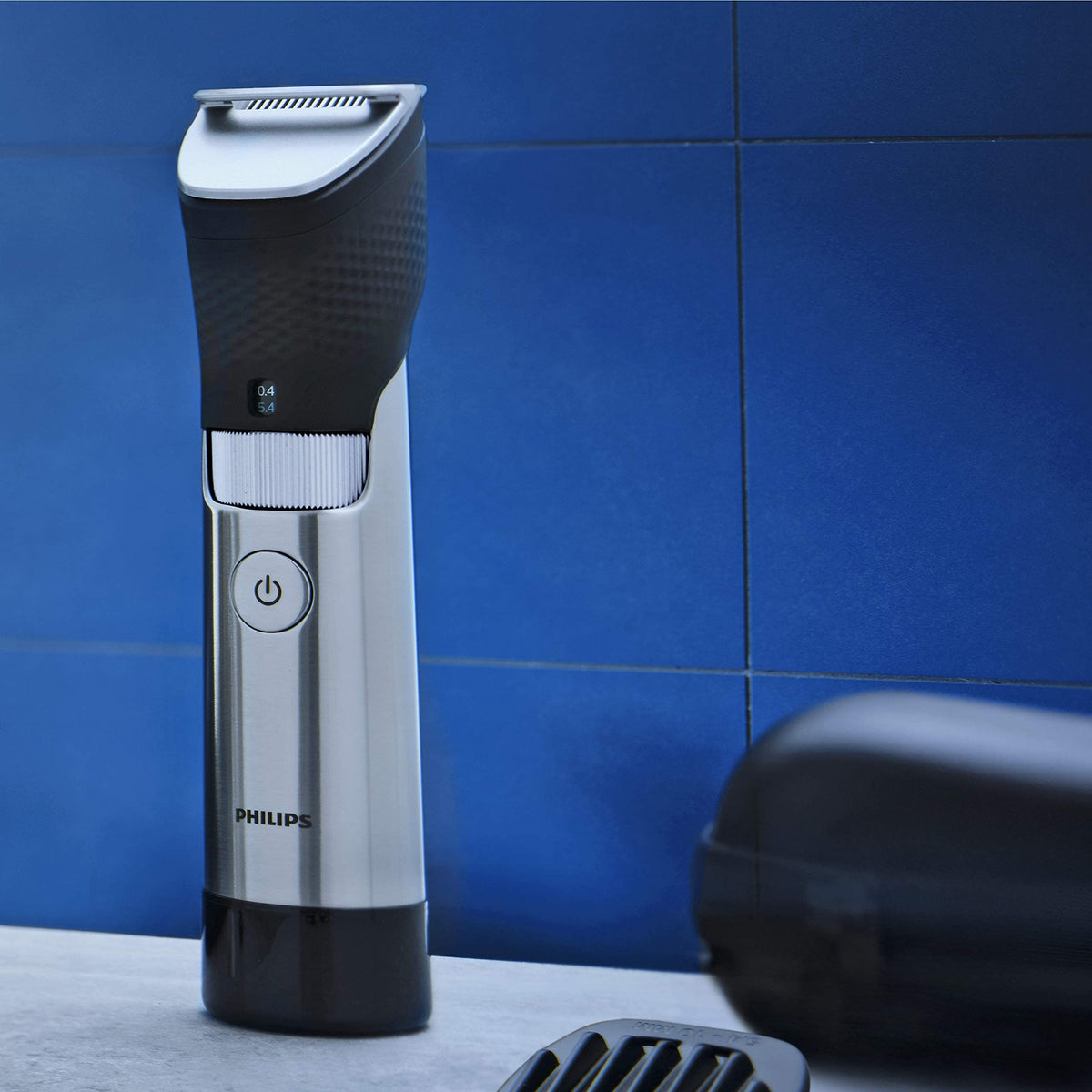 Philips Beard Trimmer Series 9000 Prestige with SteelPrecision Technology, 3-Stage Battery Display, Up to 120 Minutes Runtime / 1 Hour Charge, Model BT9810/15