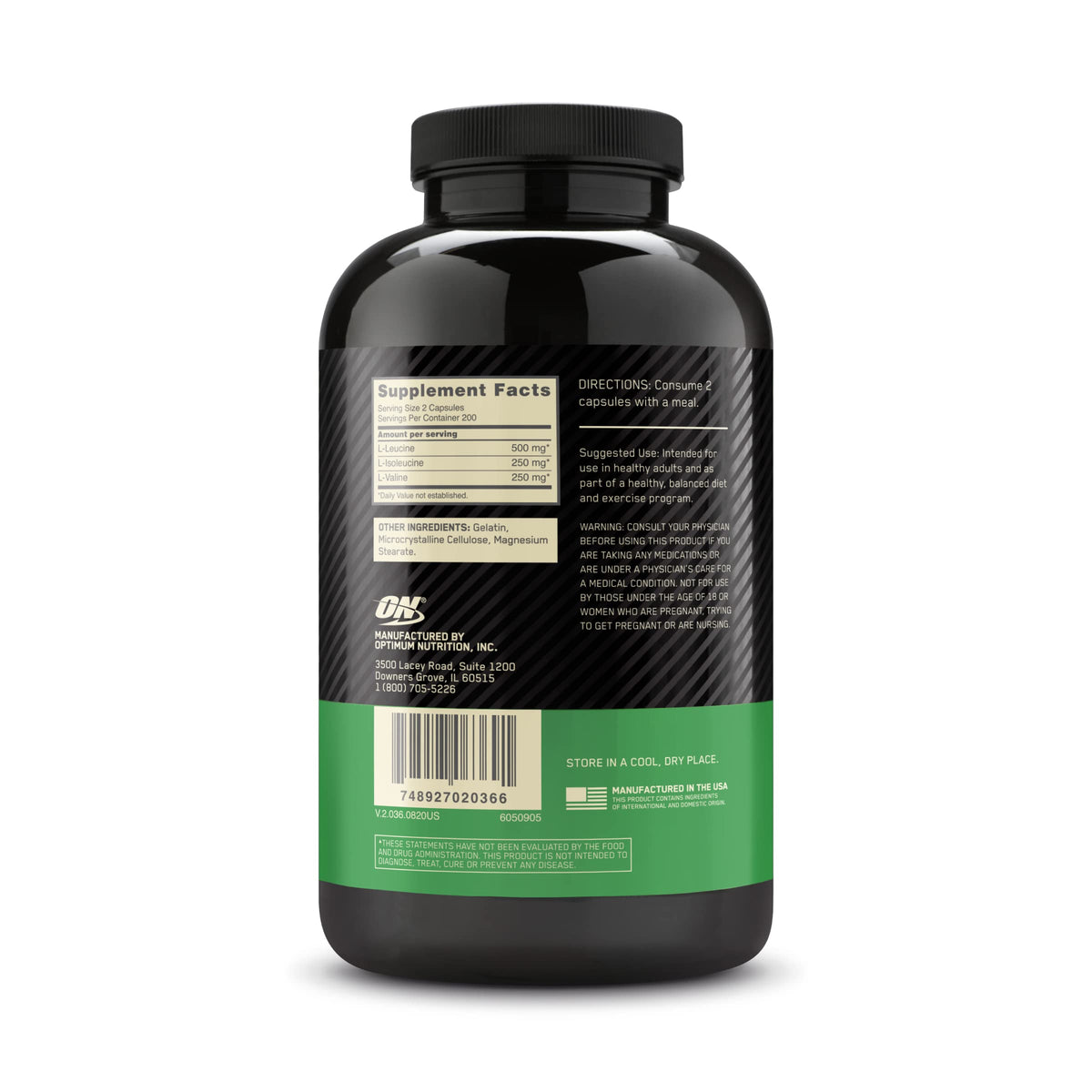 Optimum Nutrition BCAA 1000, 400 Capsules (500 mg per Capsule)