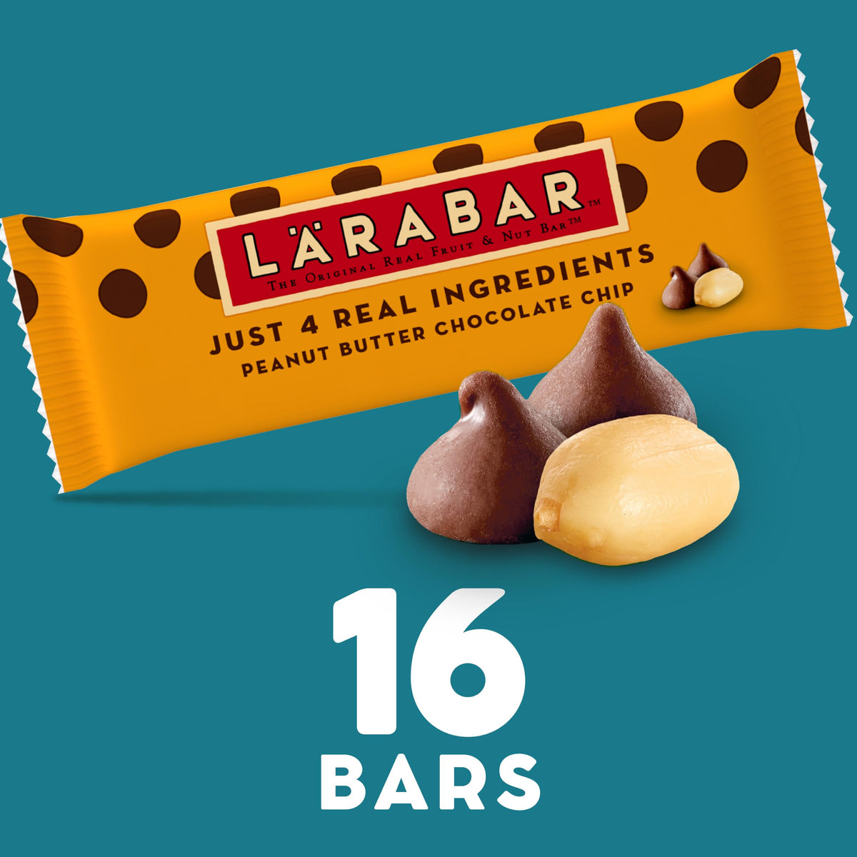Larabar Gluten Free Bar, Peanut Butter Chocolate Chip, 1.6 oz Bars (16 Count), Whole Food Bars, Dairy Free Snacks