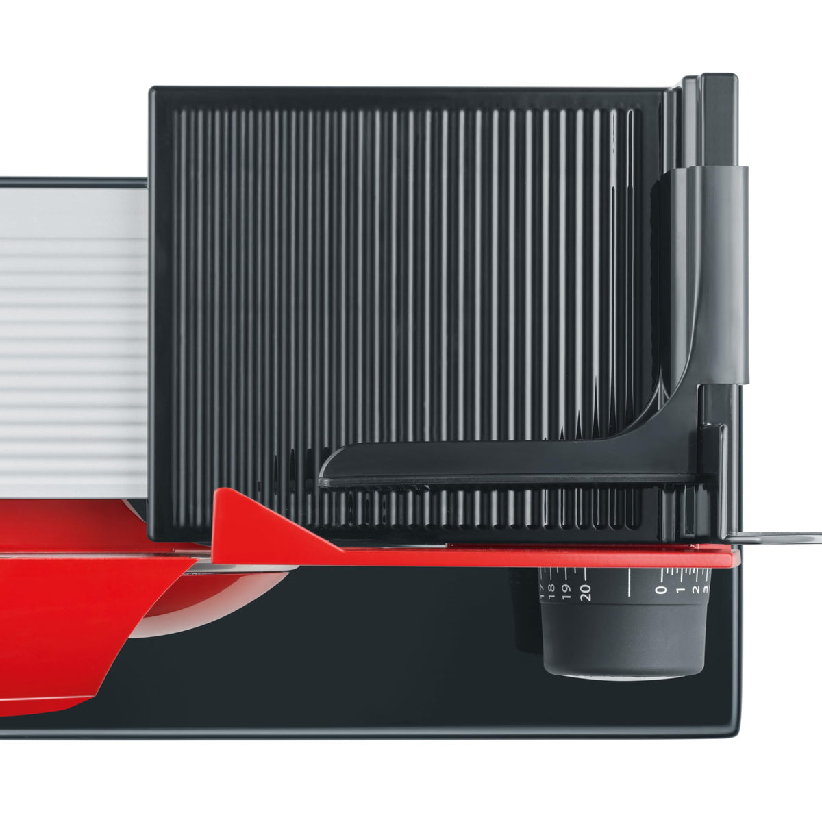 GRAEF S11003 - Electric Slicer SKS110, Made in Germany, Stainless Steel Serrated Blade Diameter 170 mm, Cutting Thickness 0-20 mm, Energy-Saving Motor 170 W, Child Lock, Bread Slicer, Red