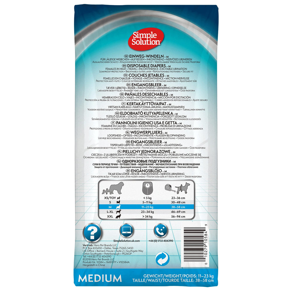 Simple Solution Disposable Dog Diapers for Female Dogs | Super Absorbent Leak-Proof Fit