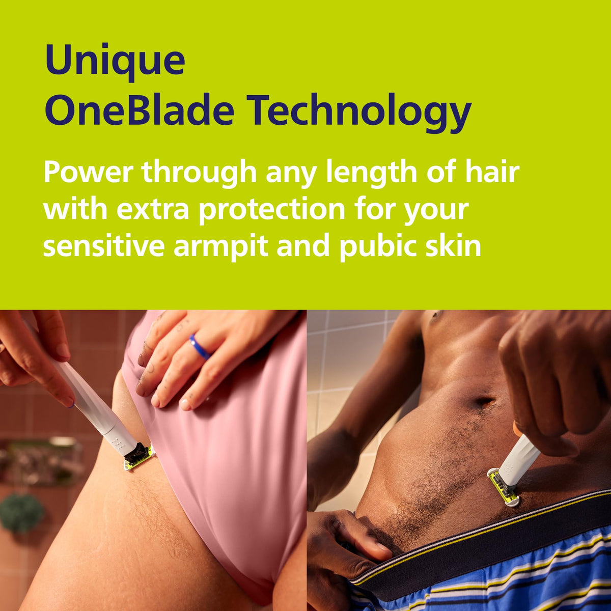 Philips Norelco OneBlade Intimate, Designed for Pubic Grooming, Trim & Shave with Extra Skin Protection, Waterproof, Model QP1924/70