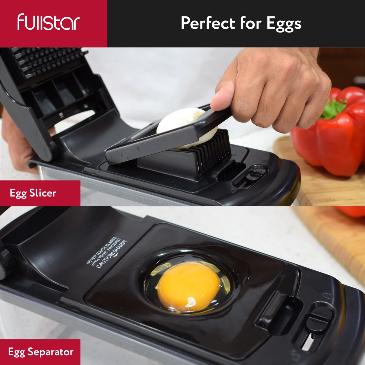 Fullstar 11-in-1 Stainless Steel Vegetable Chopper - Food & Veggie Dicer with Juicer, Egg Slicer, Spiralizer & Kitchen Gadgets Sets with Container (Black)