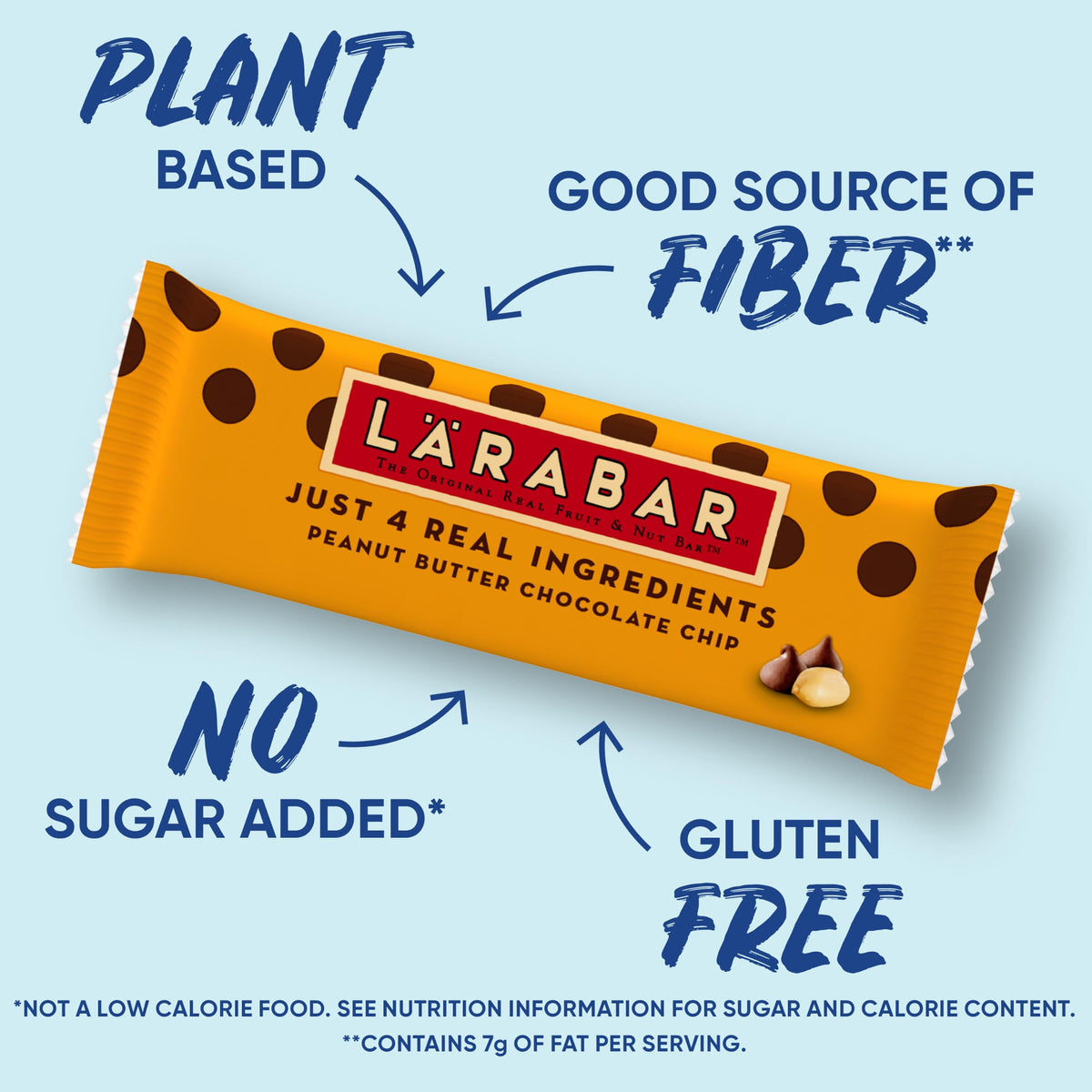 Larabar Gluten Free Bar, Peanut Butter Chocolate Chip, 1.6 oz Bars (16 Count), Whole Food Bars, Dairy Free Snacks