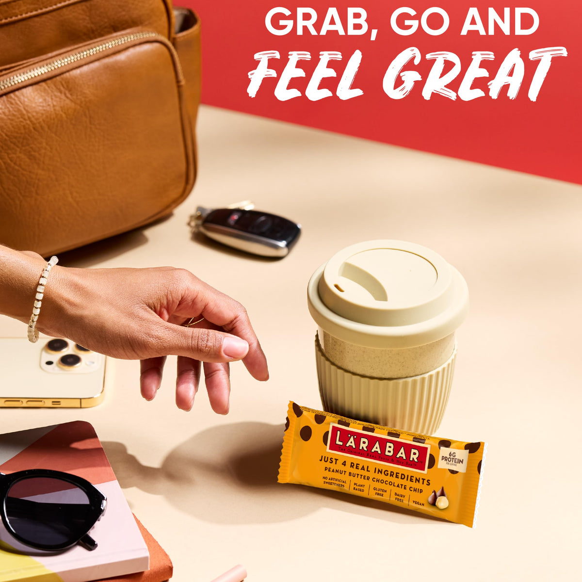 Larabar Gluten Free Bar, Peanut Butter Chocolate Chip, 1.6 oz Bars (16 Count), Whole Food Bars, Dairy Free Snacks