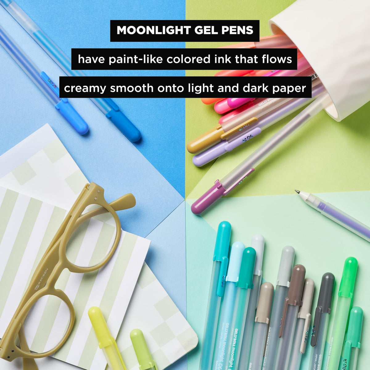 Sakura Gelly Roll Moonlight 10 Bold point, Bright Opaque Ink Gel Pens, Creamy Smooth Ink, Writes on Dark Paper