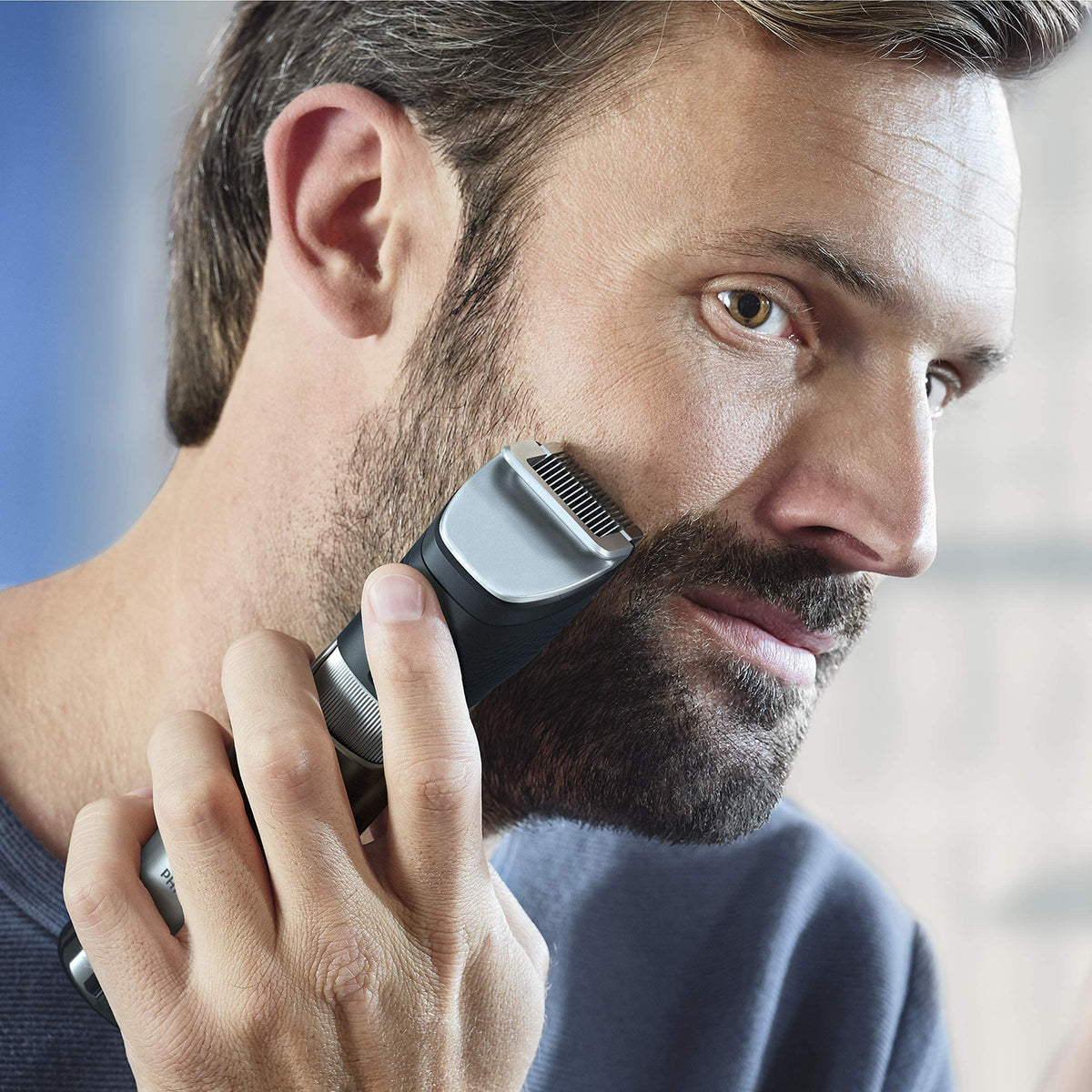 Philips Beard Trimmer Series 9000 Prestige with SteelPrecision Technology, 3-Stage Battery Display, Up to 120 Minutes Runtime / 1 Hour Charge, Model BT9810/15