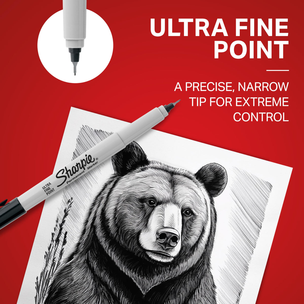 Sharpie 37002 Permanent Markers, Ultra Fine Point, Red, 12 Count