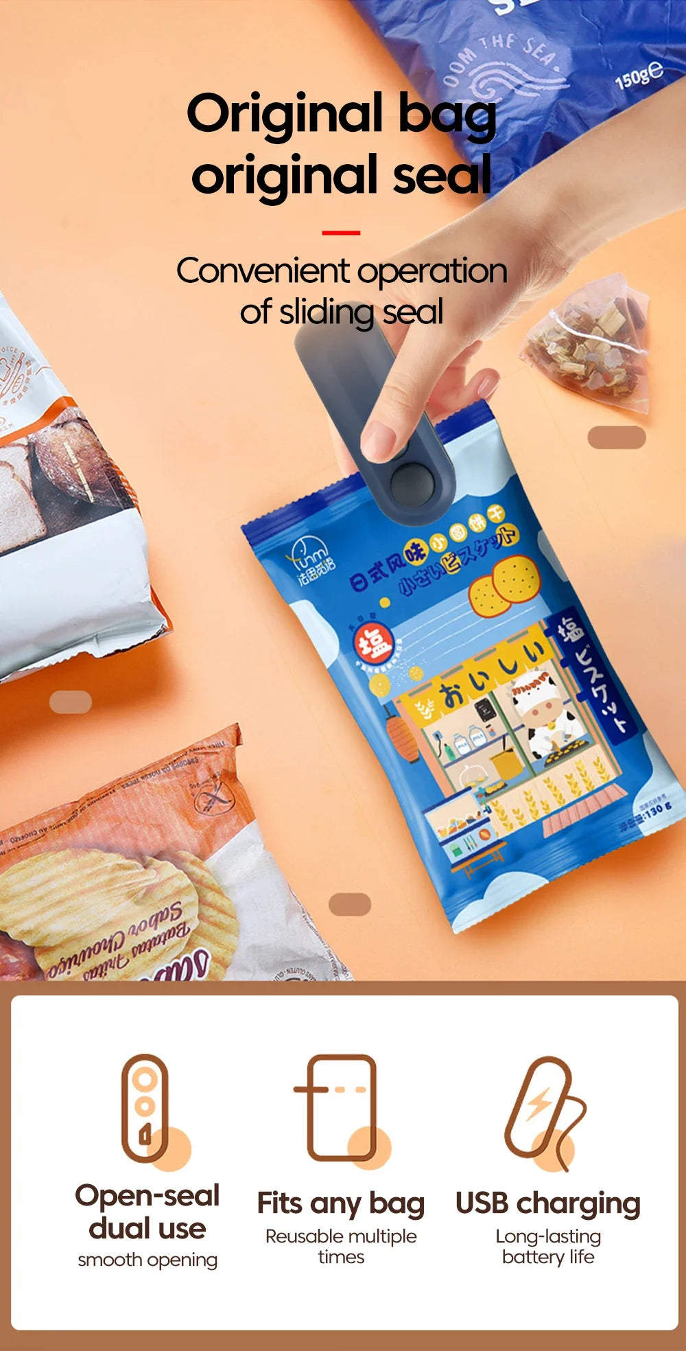 Mini Heat Bag Sealer Rechargeable 2 in 1 Bag Sealer  (Dummy)